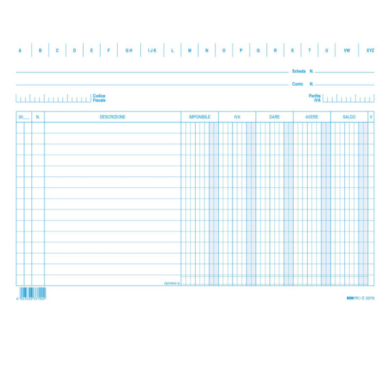 100 schede dare/avere/saldo/iva - 17 x 24 cm orizz. - Edipro 100 schede dare/avere/saldo/iva - 17 x 24 cm orizz. - Edipro