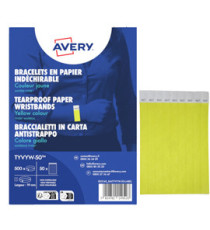 Braccialetti identificativi - in Tyvek - giallo fluo - 265 x 19 mm - 50 fogli - 10 et/fg - Avery - Conf. 500 pezzi Braccialetti identificativi - in Tyvek - giallo fluo - 265 x 19 mm - 50 fogli - 10 et/fg - Avery - Conf. 500 pezzi