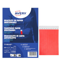 Braccialetti identificativi - in Tyvek - rosso fluo - 265 x 19 mm - 50 fogli - 10 et/fg - Avery - Conf. 500 pezzi Braccialetti identificativi - in Tyvek - rosso fluo - 265 x 19 mm - 50 fogli - 10 et/fg - Avery - Conf. 500 pezzi