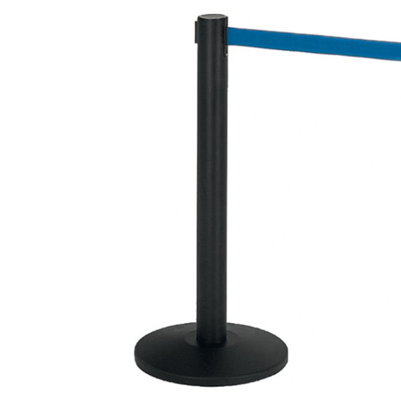 Colonnina segnapercorso Alfa nera - altezza 95 cm - nastro retrattile blu da 200 cm - Medial Colonnina segnapercorso Alfa nera - altezza 95 cm - nastro retrattile blu da 200 cm - Medial