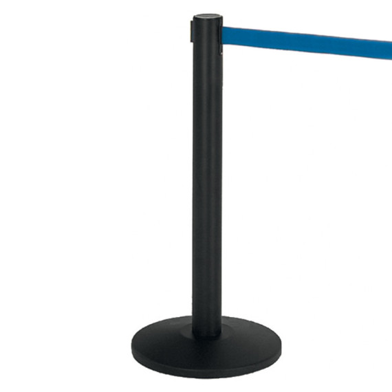 Colonnina segnapercorso Alfa nera - altezza 95 cm - nastro retrattile blu da 200 cm - Medial Colonnina segnapercorso Alfa nera - altezza 95 cm - nastro retrattile blu da 200 cm - Medial