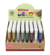 Glitter Bio grana fine - 10ml - colori assortiti - Deco - display 40 flaconi Glitter Bio grana fine - 10ml - colori assortiti - Deco - display 40 flaconi