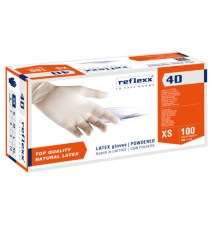 Guanti in lattice R40 - c/polvere - tg XS - bianco - Reflexx - conf. 100 pezzi Guanti in lattice R40 - c/polvere - tg XS - bianco - Reflexx - conf. 100 pezzi