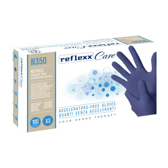 Guanti nitrile ipoallergenici N350 - senza acceleranti - taglia XS - blu - Reflexx - conf. 100 pezzi Guanti nitrile ipoallergenici N350 - senza acceleranti - taglia XS - blu - Reflexx - conf. 100 pezzi