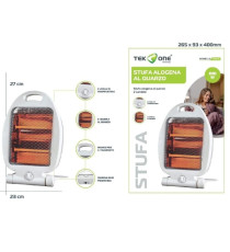 Stufa alogena al quarzo TekOne 0000NSB-80 800W, 2 lampade al quarzo, 2 livelli di potenza, Dimensioni: 23x27cm