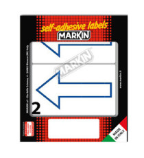 Etichette adesive - in carta - permanenti - 115 x 70 mm - 2 et/fg - 10 fogli - simbolo freccia blu (alto) - bianco - Mar