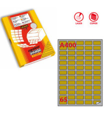 Etichette adesive A/400 - in carta - permanenti - 38,1 x 21,2 mm - 65 et/fg - 100 fogli - oro - angoli tondi - x laser -