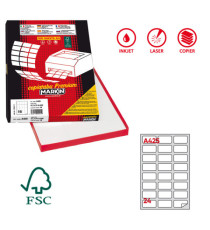Etichette adesive A/425 - in carta - permanenti - 64 x 34 mm - 24 et/fg - 100 fogli - bianco - angoli tondi - Markin