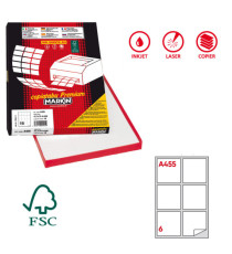 Etichette adesive A/455 - in carta - permanenti - 99,1 x 93,1 mm - 6 et/fg - 100 fogli - bianco - angoli tondi - Markin