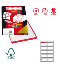 Etichette adesive A/456 - in carta - permanenti - 100 x 17 mm - 30 et/fg - 100 fogli - bianco - angoli tondi - Markin