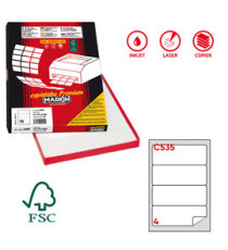 Etichette adesive C/535 - in carta - permanenti - 190 x 61 mm - 4 et/fg - 100 fogli - bianco - angoli tondi - Markin