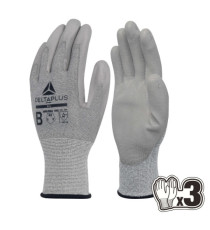 Guanti antitaglio Venicut B08 - maglia econocut - palmo in poliuretano - taglia 09 - grigio - Deltaplus - pack 3 paia