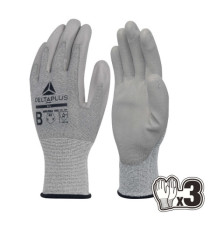 Guanti antitaglio Venicut B08 - maglia econocut - palmo in poliuretano - taglia 10 - grigio - Deltaplus - pack 3 paia