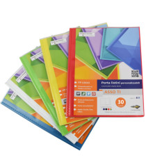 Portalistini Asso TI - personalizzabile - PP liscio - 22 x 30 cm - 30 buste - colori assortiti - Sei Rota