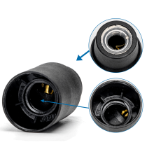 Portalampada in plastica autobloccante attacco E14 colore nero - 2A 250V T210 - dimensione 26xH53.5mm porta lampada