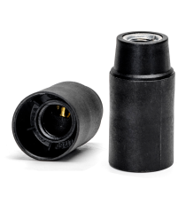 Portalampada in plastica autobloccante attacco E14 colore nero - 2A 250V T210 - dimensione 26xH53.5mm porta lampada