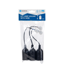 3pz portalampada in plastica con morsetti attacco E27 colore nero 250V - dimensione L235xW38xH38mm porta lampada