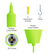Portalampada in plastica attacco E27 verde con cavo 1mt - MAX 60W - Voltaggio: 250V porta lampada da interno