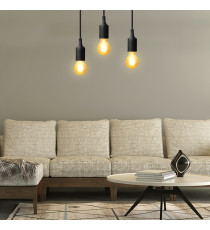 Portalampada in plastica attacco E27 nero con cavo 1mt - MAX 60W - Voltaggio: 250V porta lampada da interno