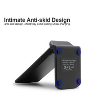 Caricatore wireless Q800 nero 10W ricarica veloce, stazione di ricarica Qi Ricarica Base per smartphone, orizzontale e verticale