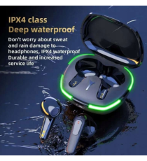 Auricolari Bluetooth Pro 60 black da gioco con led Earphone Bluetooth V5.0 WI-FI cuffie gaming TWS a bassa latenza CVC8.0