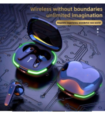 Auricolari Bluetooth Pro 60 black da gioco con led Earphone Bluetooth V5.0 WI-FI cuffie gaming TWS a bassa latenza CVC8.0