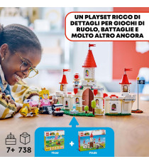 Lego Super Mario - Battaglia con Roy al Castello di Peach - Lego 71435 con personaggi Nintendo, Torre e Catapulta Anni 7+ 738pz