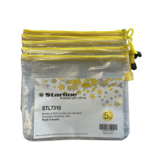 Busta a rete con cerniera gialla - PVC - 20 x 25 cm - trasparente - Starline