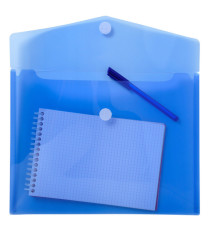 Busta a tasca con chiusura in velcro - PPL - 24 x 32 cm - blu/trasparente - Exacompta
