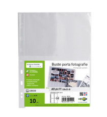 Buste forate Atla FT porta foto e cartoline - 8 spazi 10 x 15 cm - trasparente - Sei Rota - conf. 10 pezzi