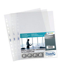 Buste forate L'Originale - Top - liscio - 30 x 42 cm (libro) - trasparente - Favorit - conf. 10 pezzi