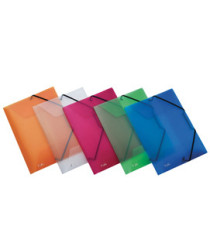 Cartella 3 lembi con elastico angolare Lumina - 24 x 32cm - dorso 2,5 cm - PP - colori assorititi - Favorit