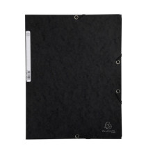 Cartella 3 lembi con elastico angolare - A4 - dorso 0,3 cm - cartoncino Lustrè - nero - Exacompta