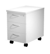 Cassettiera Agorà - 3 cassetti - con ruote - 44 x 60 x 60 cm - bianco