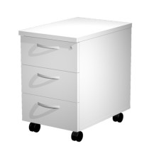 Cassettiera Agorà - 3 cassetti - con ruote - 44 x 60 x 60 cm - bianco