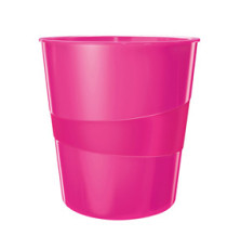 Cestino gettacarte WOW - altezza 32,4 cm - diametro 29 cm - 15 L - fucsia metallizzato - Leitz