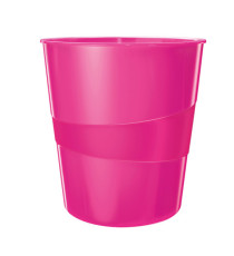 Cestino gettacarte WOW - altezza 32,4 cm - diametro 29 cm - 15 L - fucsia metallizzato - Leitz