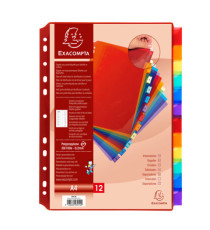 Intercalari neutri - PP - A4 - trasparente - 12 posizioni - Exacompta