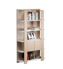Libreria alta Concept - 5 ripiani - 100 x 38,6 x 198 cm - bianco/rovere