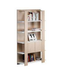 Libreria alta Concept - 5 ripiani - 100 x 38,6 x 198 cm - bianco/rovere