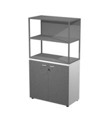 Libreria media metal + armadio basso Essence - 90 x 46 x 165 cm - Bianco/antracite/antracite/antracite