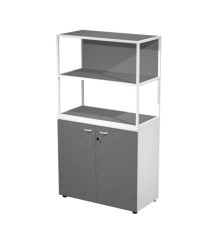 Libreria media metal + armadio basso Essence - 90 x 46 x 165 cm - Bianco/antracite/antracite/bianco