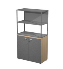 Libreria media metal + armadio basso Essence - 90 x 46 x 165 cm - Rovere/antracite/antracite/antracite