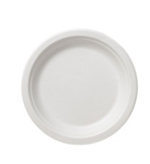 Piatto piano monouso Bio - rotondo - diametro 17,5 cm - cellulosa/canna da zucchero - bianco - Leone - conf. 50 pezzi