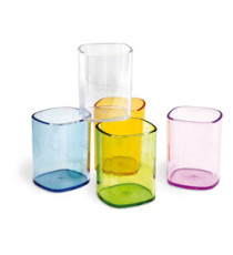 Portapenne a bicchiere - 6,5 x 6,5 x 9,5 cm - trasparente viola - Arda