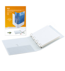 Raccoglitore personalizzabile Fly - 22 x 30 cm - 4 anelli a D 50 mm - dorso 7,5 cm - bianco - Sei Rota