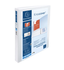 Raccoglitore personalizzabile Kreacover - A4 Maxi - 4 anelli a D 25 mm - dorso 4,7cm - PP - bianco - Exacompta