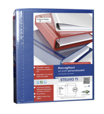 Raccoglitore personalizzabile Stelvio TI - 22 x 30 cm - 4 anelli a D 30 mm - dorso 4 cm - blu - Sei Rota