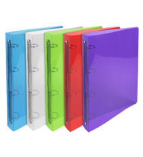 Raccoglitore rigato Crystal Colours - A4 Maxi - 4 anelli tondi 30 mm - dorso 4 cm - PP - colori assortiti - Exacompta