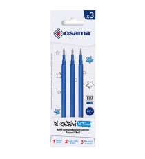 Refill per penne gel cancellabili  - punta 0,7 mm - blu - Osama - conf. 3 pezzi